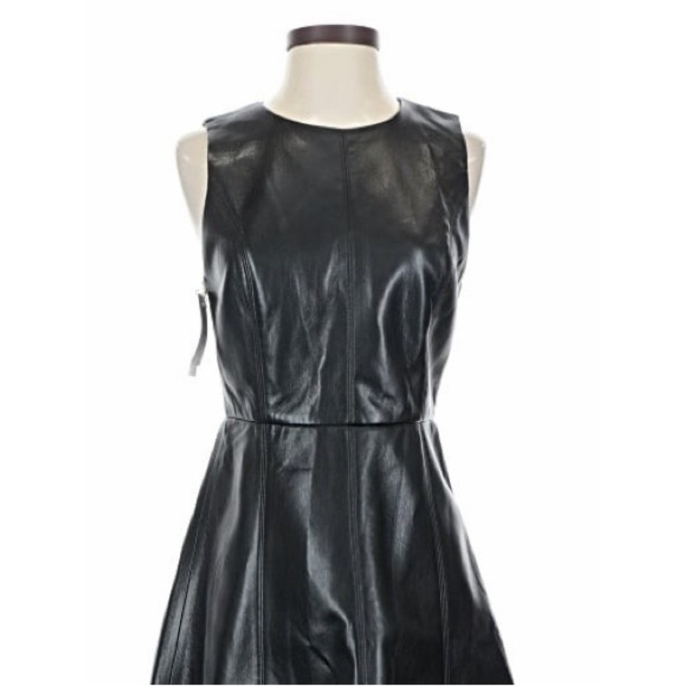 Wilfred Belcanto Black Vegan Leather High-Low Midi Dress Size 4 Minimalist - Picture 3 of 12